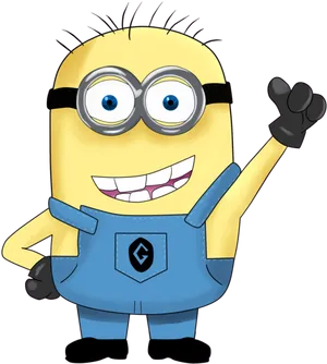 Waving Minion Character PNG Image