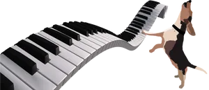 Wavy Piano Keyboardwith Dancing Dog PNG Image