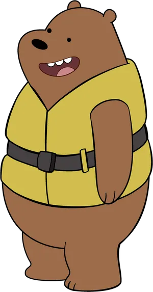 We Bare Bears Grizzlyin Yellow Jacket PNG Image