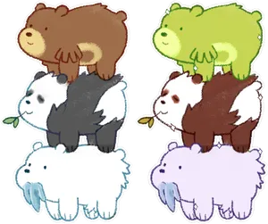 We Bare Bears Stacked Cartoon PNG Image