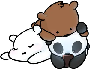 We Bare Bears Stacked Cute PNG Image