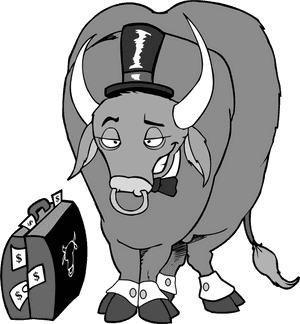 Wealthy Business Buffalo Cartoon PNG with transparent background