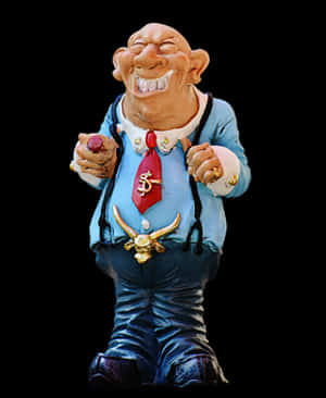 Wealthy Cartoon Figure Holding Gemstone PNG with transparent background