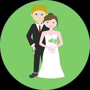 Wedding Couple Cartoon Illustration PNG