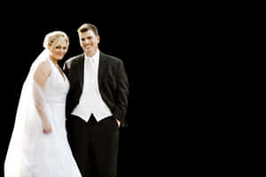 Wedding Couple Portrait Black Background PNG