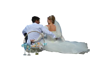 Wedding Couple Sharing Moment PNG Image