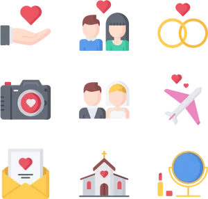 Wedding Icons Set PNG Image