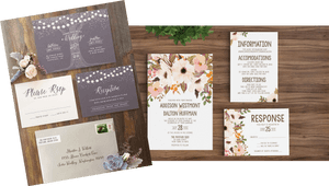 Wedding Invitation Suite Display PNG image with transparent background