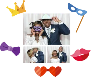 Wedding Photobooth Collage Fun PNG Image