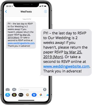 Wedding R S V P Reminder Text Message PNG Image