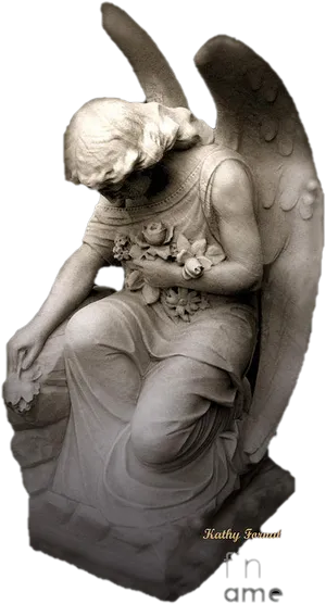 Weeping Angel Sculpture Surreal Art PNG Image