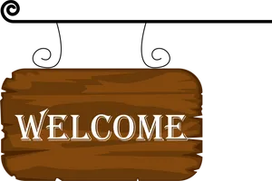 Welcome Sign Wooden Plank PNG Image