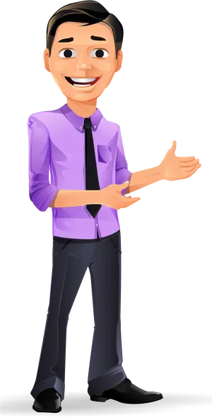 Welcoming Businessman Cartoon PNG Image