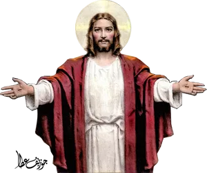 Welcoming Christ Religious Iconography PNG Image