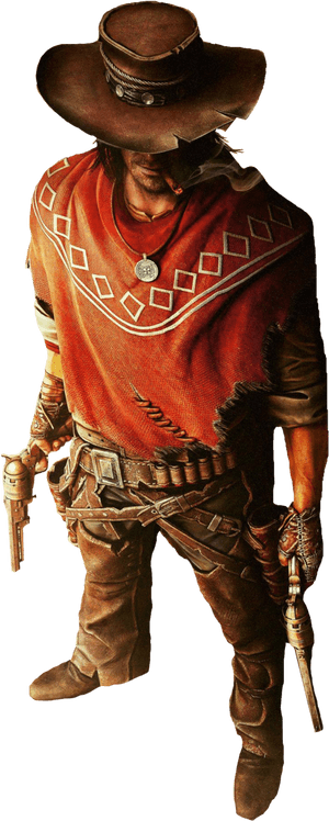 Western Gunslingerin Red Poncho PNG image with transparent background