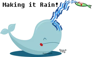 Whale Making It Rain Clipart PNG Image