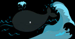 Whale_with_ Waves_at_ Night PNG with transparent background