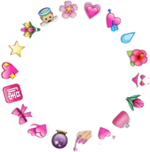 Whimsical Emoji Circle Frame PNG Image