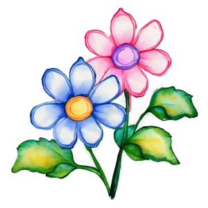 Whimsical Flower Watercolor Png Ijp12 PNG Image