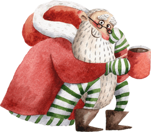Whimsical Watercolor Santa Claus PNG image with transparent background
