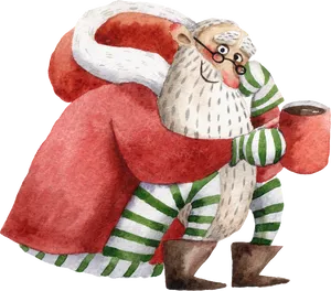 Whimsical Watercolor Santa Claus PNG Image