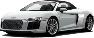 White Audi R8 Spyder Profile View PNG Image