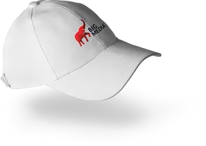 White Baseball Cap Red Logo PNG Image