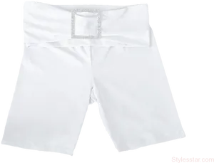 White Bermuda Shortswith Embellished Belt PNG Image