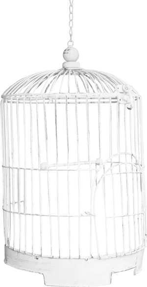 White Bird Cage Hanging PNG Image