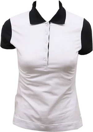 White Black Contrast Collar Polo Shirt PNG Image