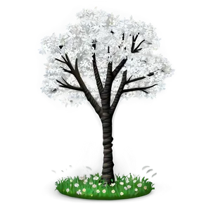 White Blossom Tree Scene Png Cfv98 PNG Image