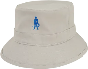 White Bucket Hat Blue Logo PNG Image