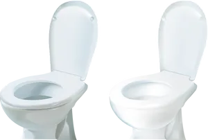 White Ceramic Toilets Sideby Side PNG Image