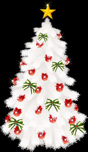 White Christmas Treewith Decorations PNG image with transparent background