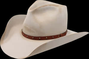 White Cowboy Hat Leather Band PNG image with transparent background