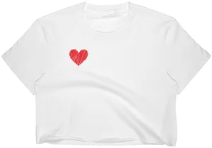 White Crop Top With Red Heart Design PNG Image