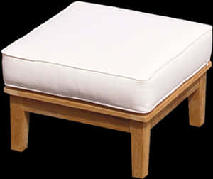 White Cushioned Wooden Stool PNG with transparent background