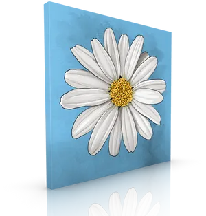 White Daisy Blue Background Art PNG Image