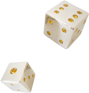 White Dicewith Golden Pips PNG Image