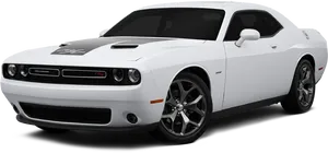 White Dodge Challenger S R T Angled View PNG Image