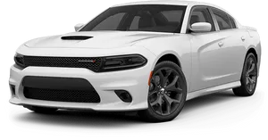 White Dodge Charger Modern Muscle Car PNG Image