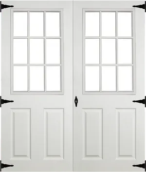 White Double Doorwith Window Panels PNG Image