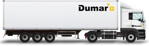 White Dumar Transport Truck Side View PNG Image