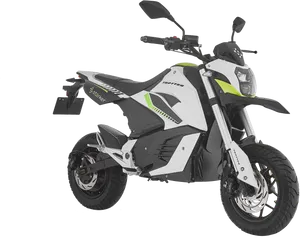 White Electric Motorcycle Side View PNG Image