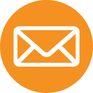 White Email Icon Orange Background PNG Image