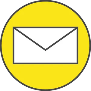 White Email Icon Yellow Background PNG Image