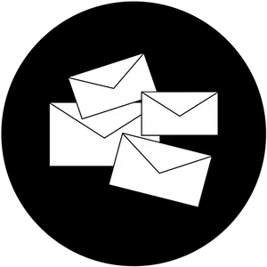 White Email Icons Dark Background PNG Image