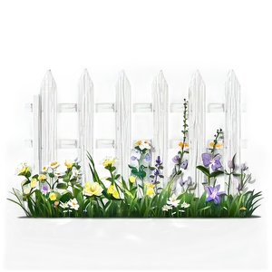 White Fence With Flowers Png 06272024 PNG Image