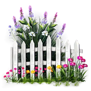 White Fence With Flowers Png Wgw PNG Image