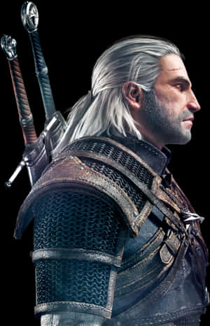 White Haired Warrior Profile View PNG image with transparent background